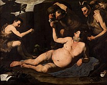 胡塞佩·德·里貝拉的《酒醉的西勒努斯（英语：Drunken Silenus (Ribera)）》，185 × 229cm，約作於1626年，自18世紀末成為博物館藏品[53]