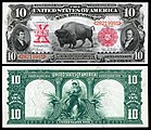 路易斯和克拉克在1901年10美元法定貨幣系列中被紀念（與美洲野牛一起）