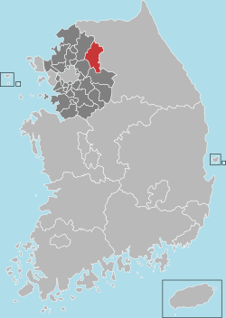 加平郡在韓國及京畿道的位置