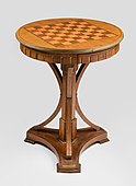 Chess table; 1825–1835; carpentry veneering inlay; height: 77 cm; National Museum of Warsaw