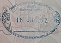 哥倫比亞護照上的安大略省彩虹橋入境印章。