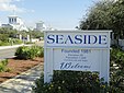 Panneau d'entrée à Seaside (Floride), principal lieu de tournage du film.