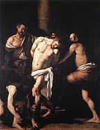 卡拉瓦喬的《基督的鞭刑》，266 × 213cm，約作於1607和1609年，來自大聖多明我堂[50]