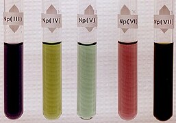 Aqueous solutions of neptunium III, IV, V, VI, VII salts