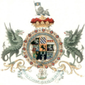 第一代公爵約翰·丘吉爾之紋章，盾紋包括公爵於神聖羅馬帝國境内之領土