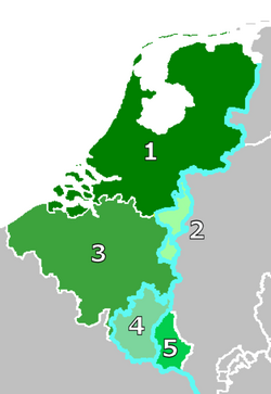 （1）荷蘭 （2）林堡公國 （3）比利時 （4）比屬盧森堡 （5）盧森堡大公國