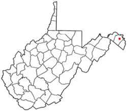 馬丁斯堡在西維吉尼亞州的位置。
