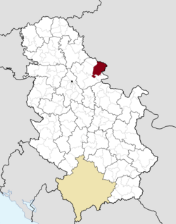Location of Vršac within Serbia