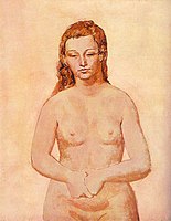 Pablo Picasso, 1906, Nu aux mains serrées, gouache on canvas, 96.5 × 75.6 cm, Art Gallery of Ontario