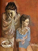 Pablo Picasso, 1904–05, Les Baladins (Mother and Child, Acrobats), gouache on canvas, 90 × 71 cm, Staatsgalerie Stuttgart