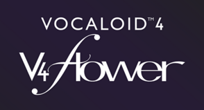 Vocaloid 4版软件封面，由Vocaloid的标识（全大写）和V4 Flower（“F”小写）组成。